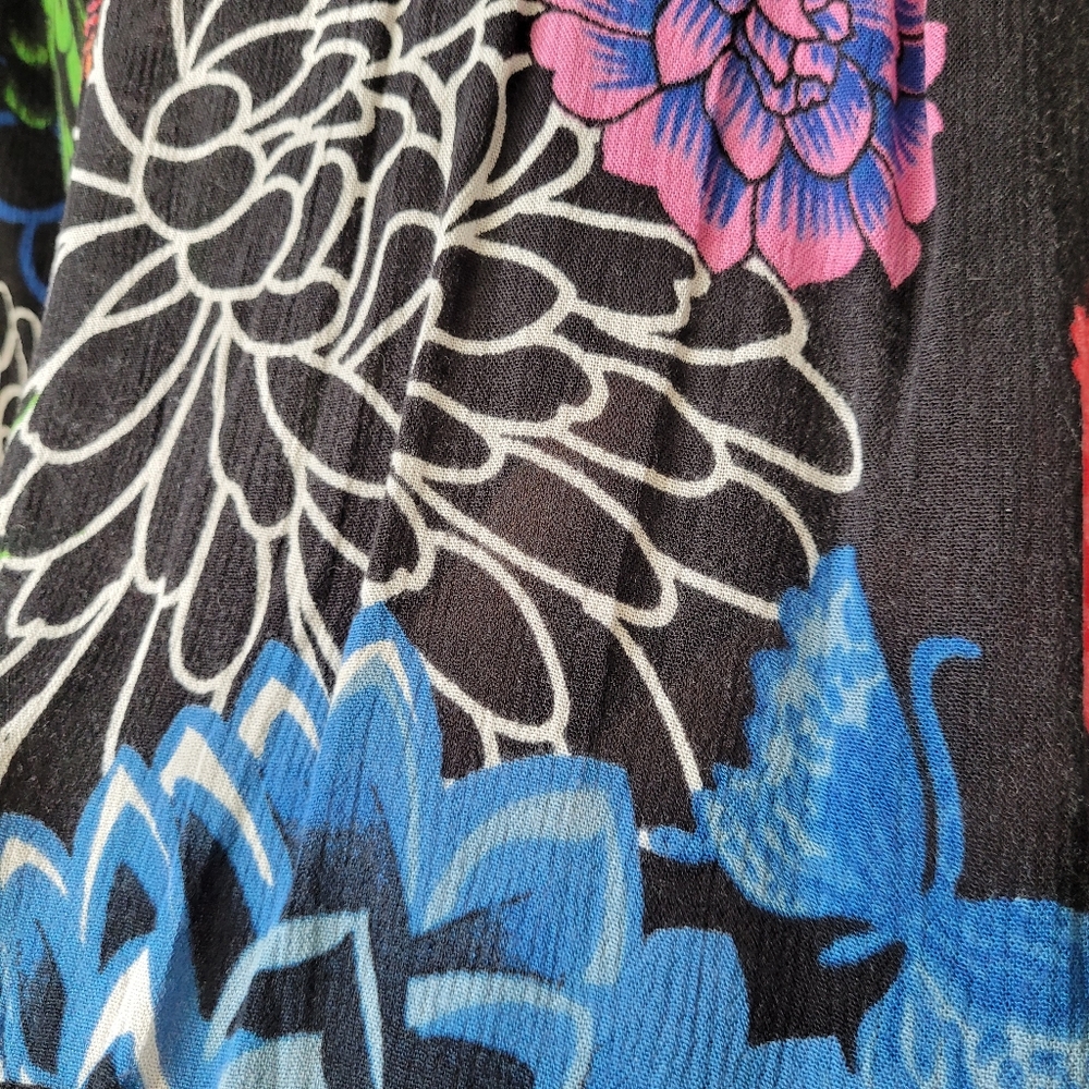 Desigual Boho Floral Peasant blouse Black And Multicolor Vibrant Medium - Picture 12 of 16